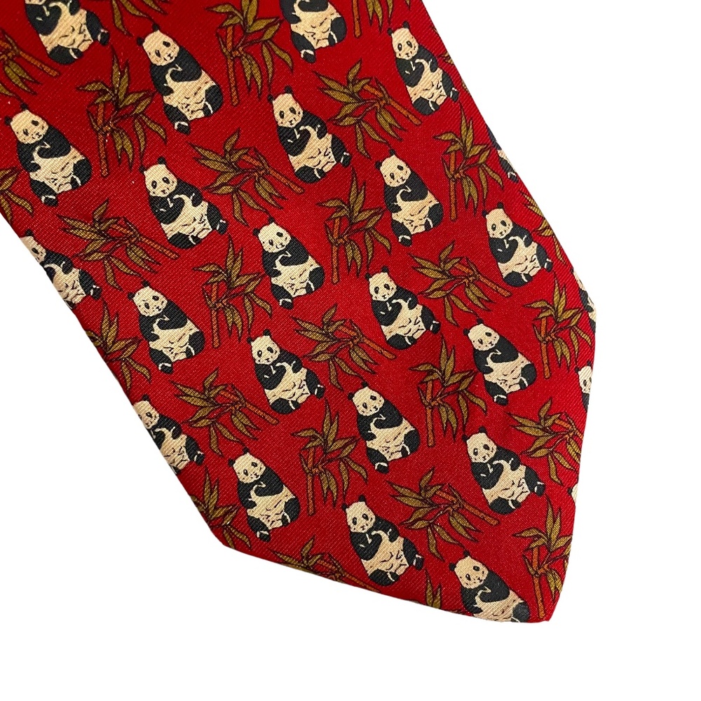 Brooks Brothers Silk Panda Eating‎ Bamboo Necktie Tie